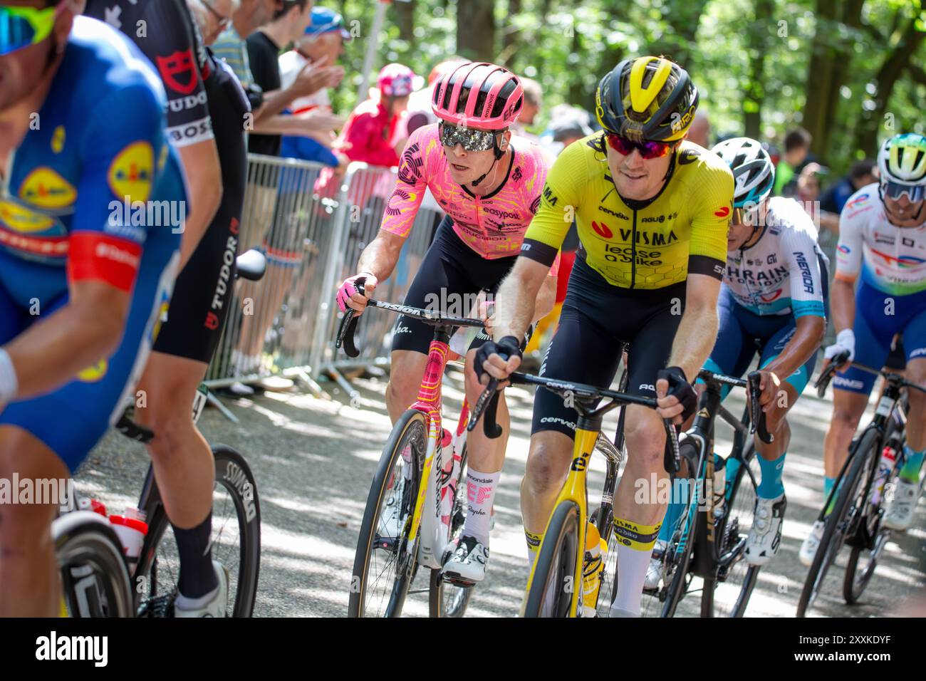 Lidl Deutschland Tour 2024 (Radsport), 4. Etappe und letzte Etappe Von Annweiler am Trifels nach Saarbrücken (182,7 KM). Bild: Ankunft an der Kalmit, Foto Stock