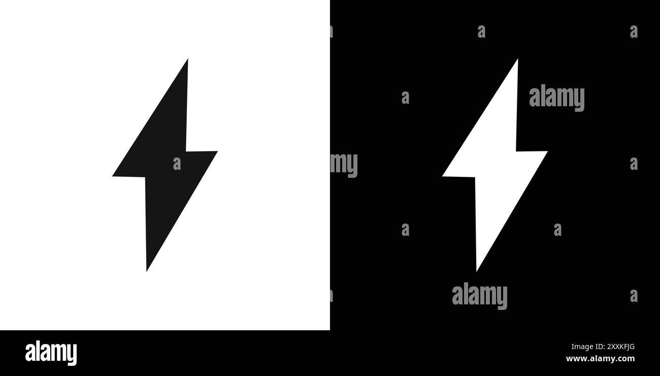 il logo dell'icona del fulmine indica il contorno vettoriale in bianco e nero Illustrazione Vettoriale