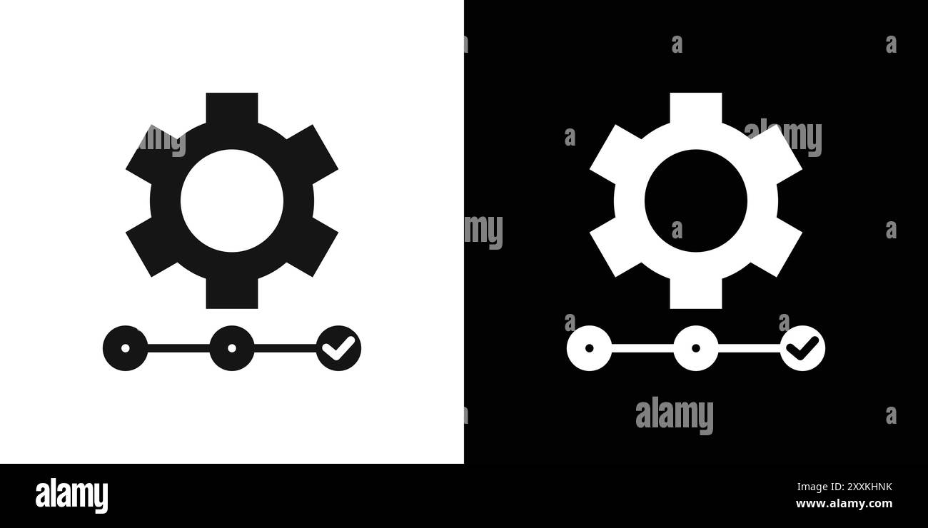 Icona della catena di approvvigionamento, logo, contorno vettoriale in bianco e nero Illustrazione Vettoriale