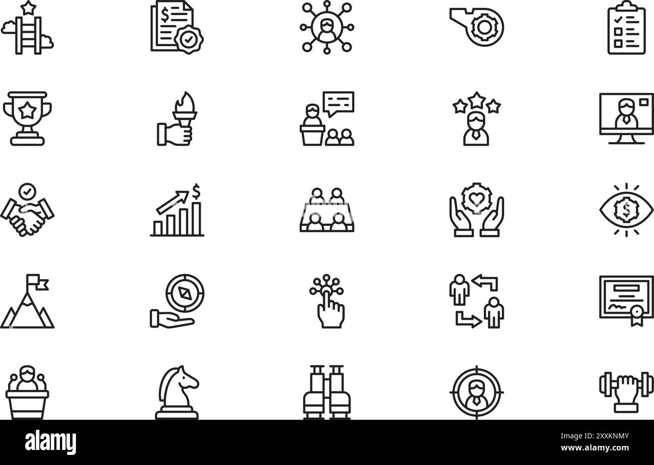 La raccolta di icone di leadership è un'illustrazione vettoriale con traccia modificabile. Illustrazione Vettoriale