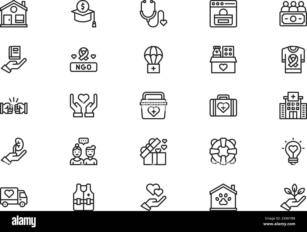 La raccolta di icone di gentilezza è un'illustrazione vettoriale con tratto modificabile. Illustrazione Vettoriale