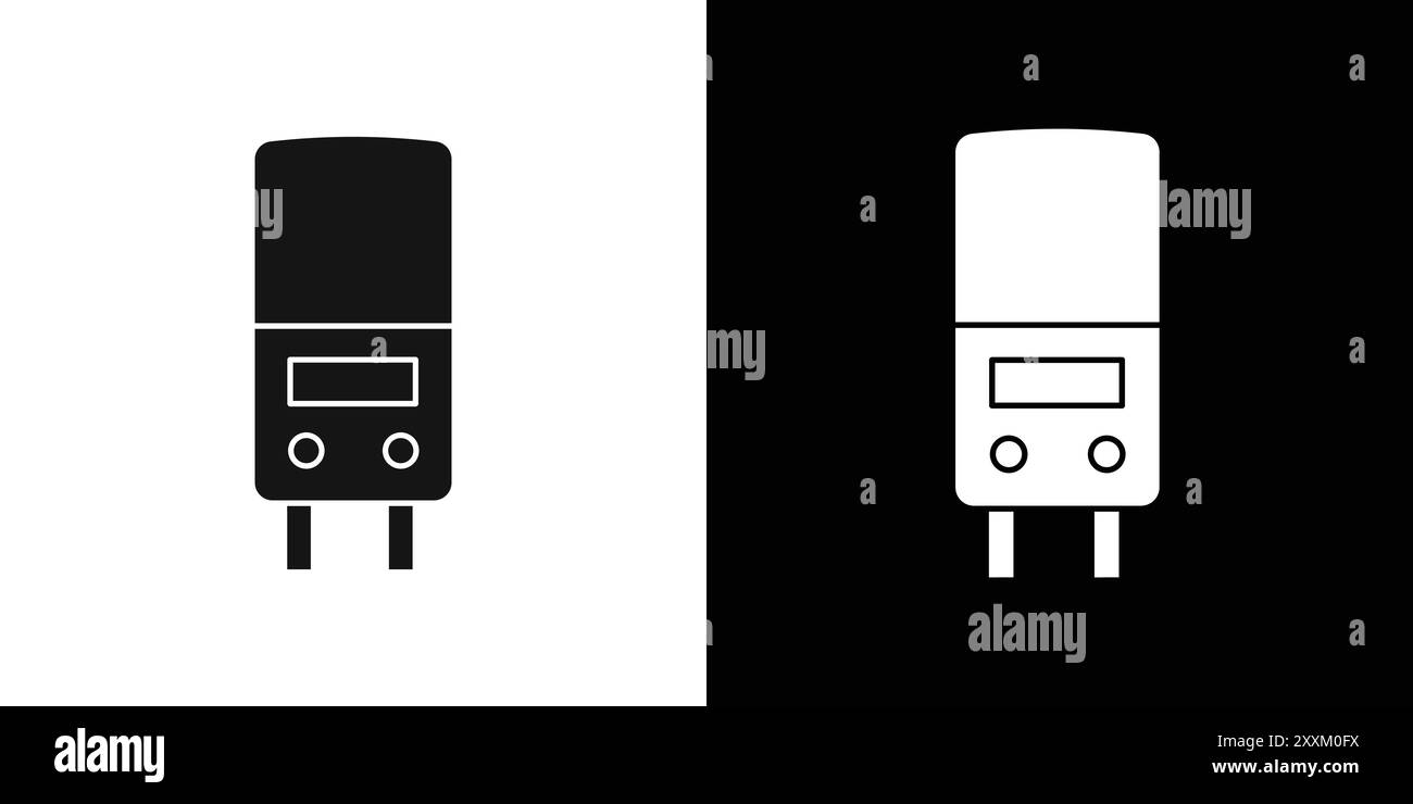 Icona della caldaia di riscaldamento elettrico simbolo del vettore o set di insegne in bianco e nero Illustrazione Vettoriale