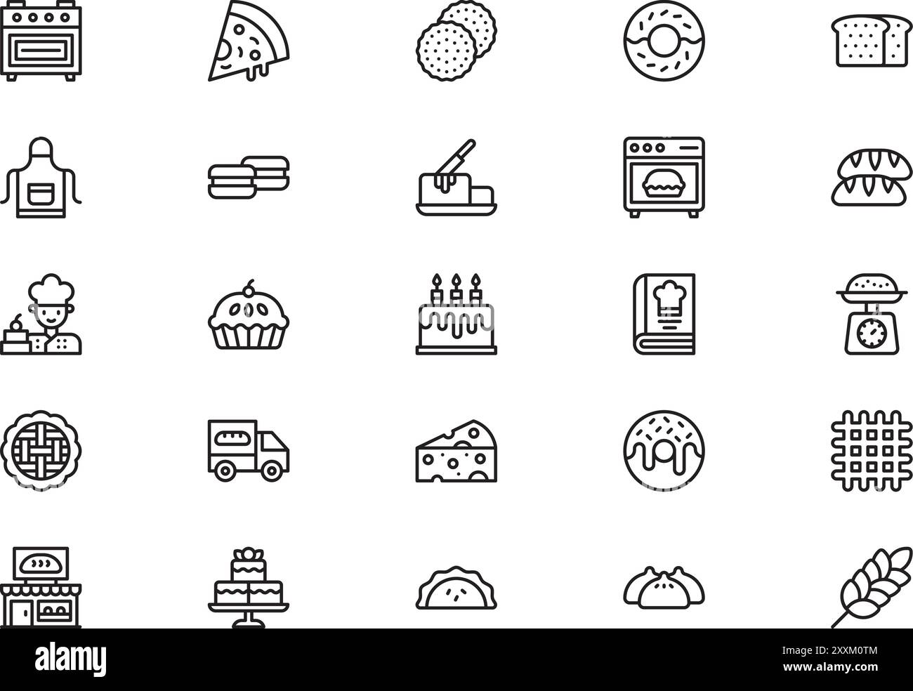 La collezione Bakery icons è un'illustrazione vettoriale con tratto modificabile. Illustrazione Vettoriale La collezione Bakery icons è un'illustrazione vettoriale con tratto modificabile. Illustrazione Vettoriale