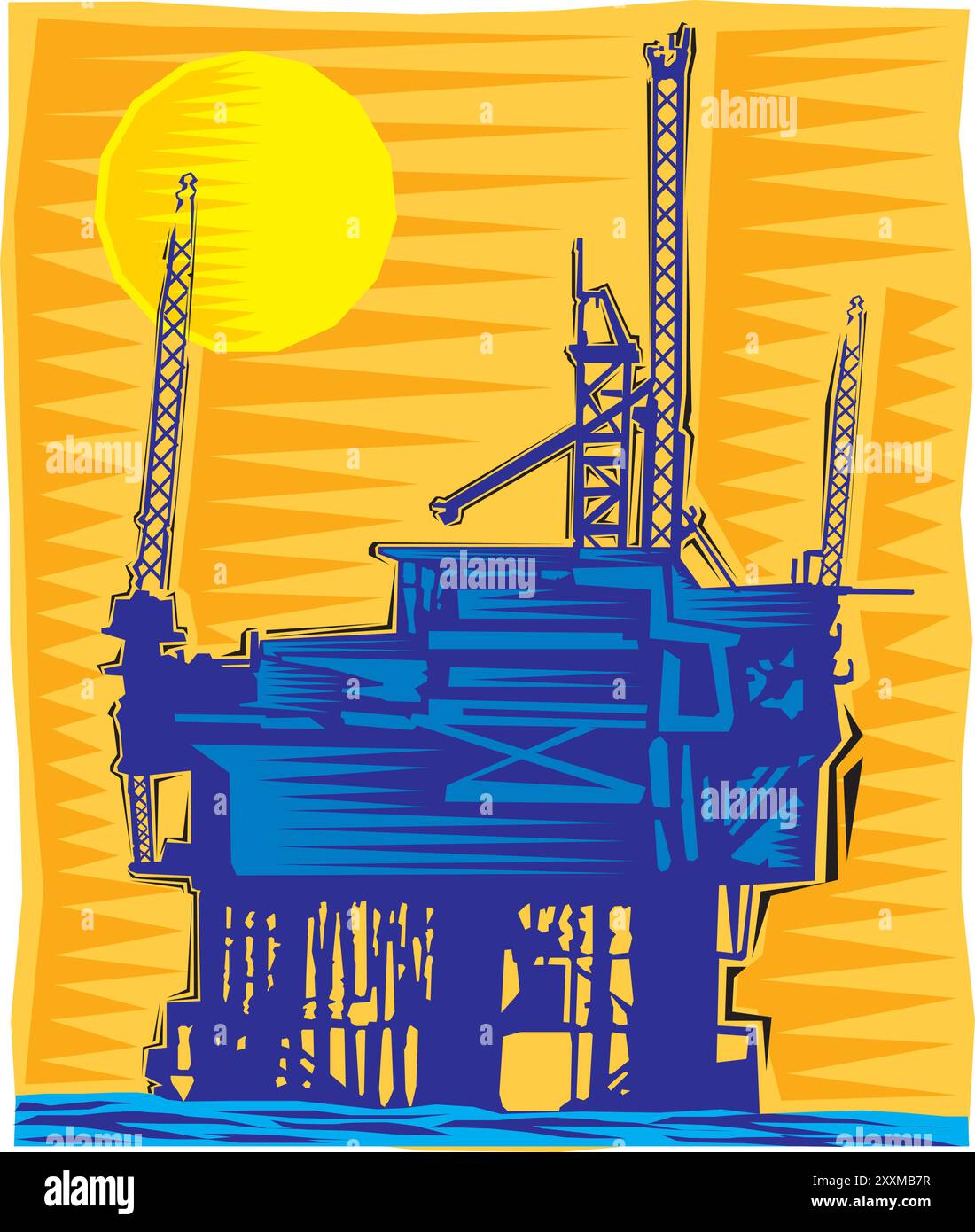 Clipart of Oil RIG - una struttura con attrezzature per la perforazione e la manutenzione di un vettore di pozzi petroliferi Illustrazione Vettoriale