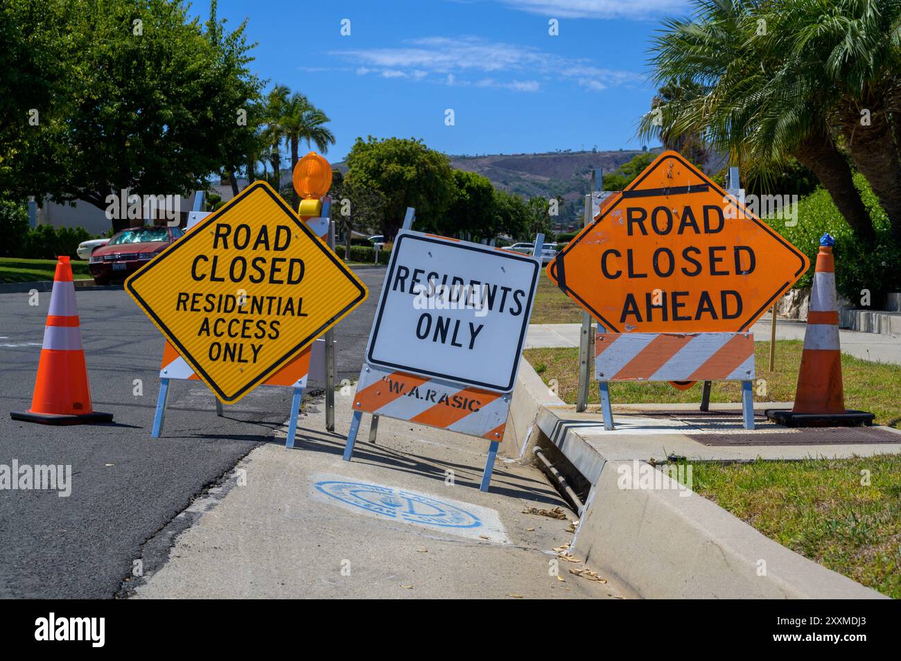 Il movimento terra causa problemi in corso nel quartiere ricco di Rancho Palos Verdes, California. Foto Stock