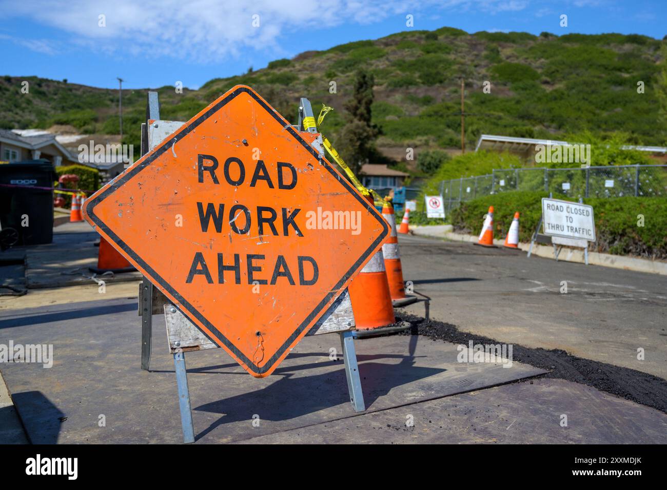 Il movimento terra causa problemi in corso nel quartiere ricco di Rancho Palos Verdes, California. Foto Stock
