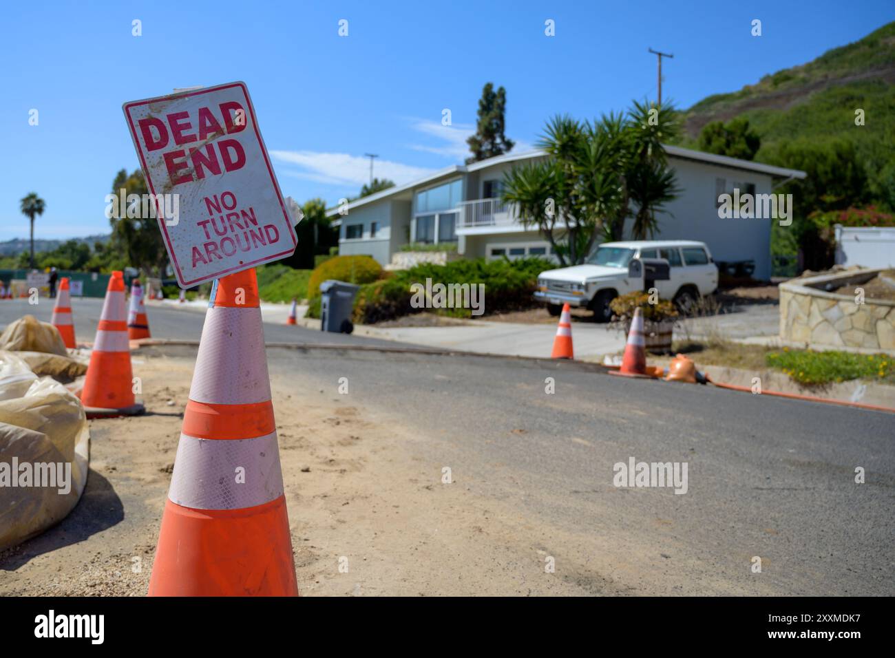 Il movimento terra causa problemi in corso nel quartiere ricco di Rancho Palos Verdes, California. Foto Stock