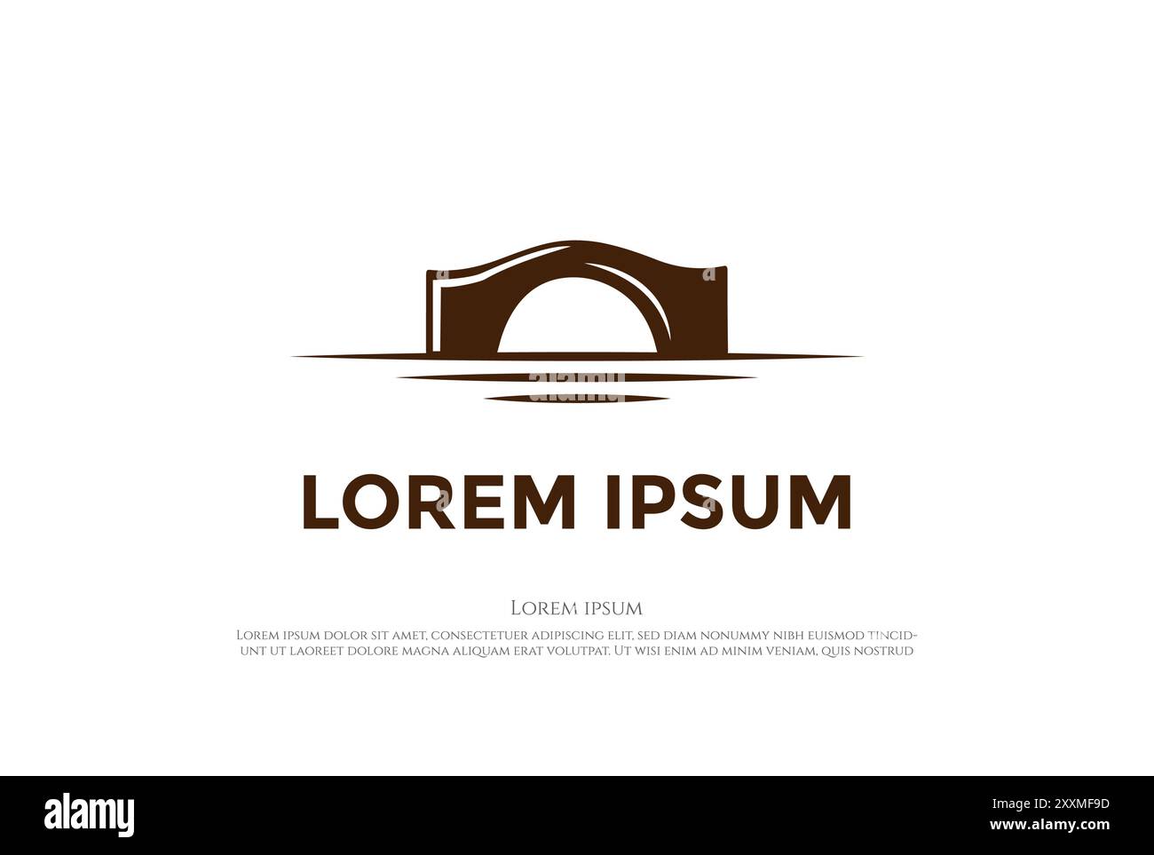 Design semplice minimalista in pietra Rustic Bridge o Waterway con logo Vector Illustrazione Vettoriale