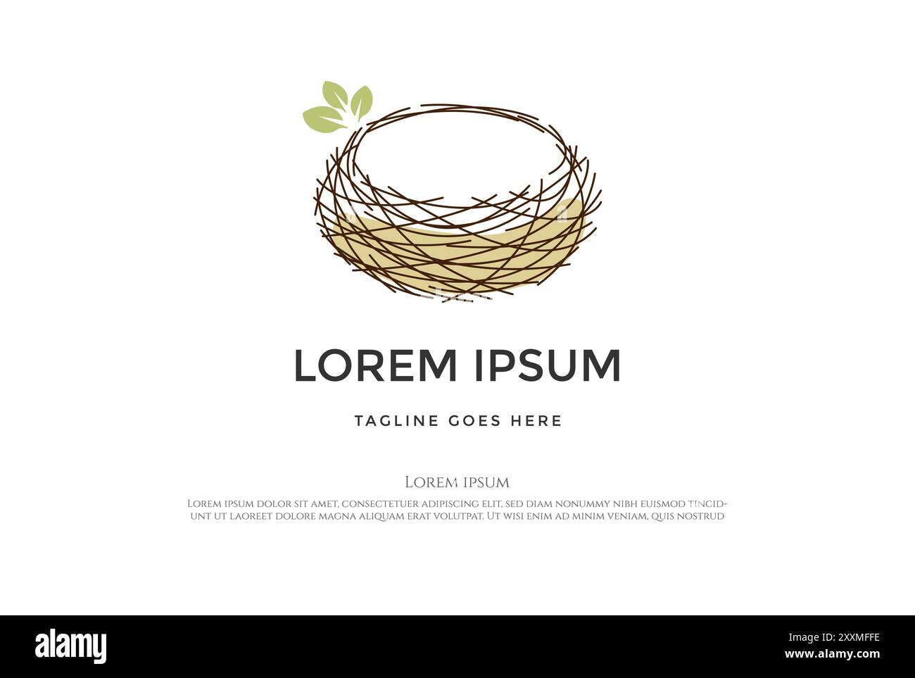 Design semplice e minimalista con contorno a nido e logo Illustrazione Vettoriale