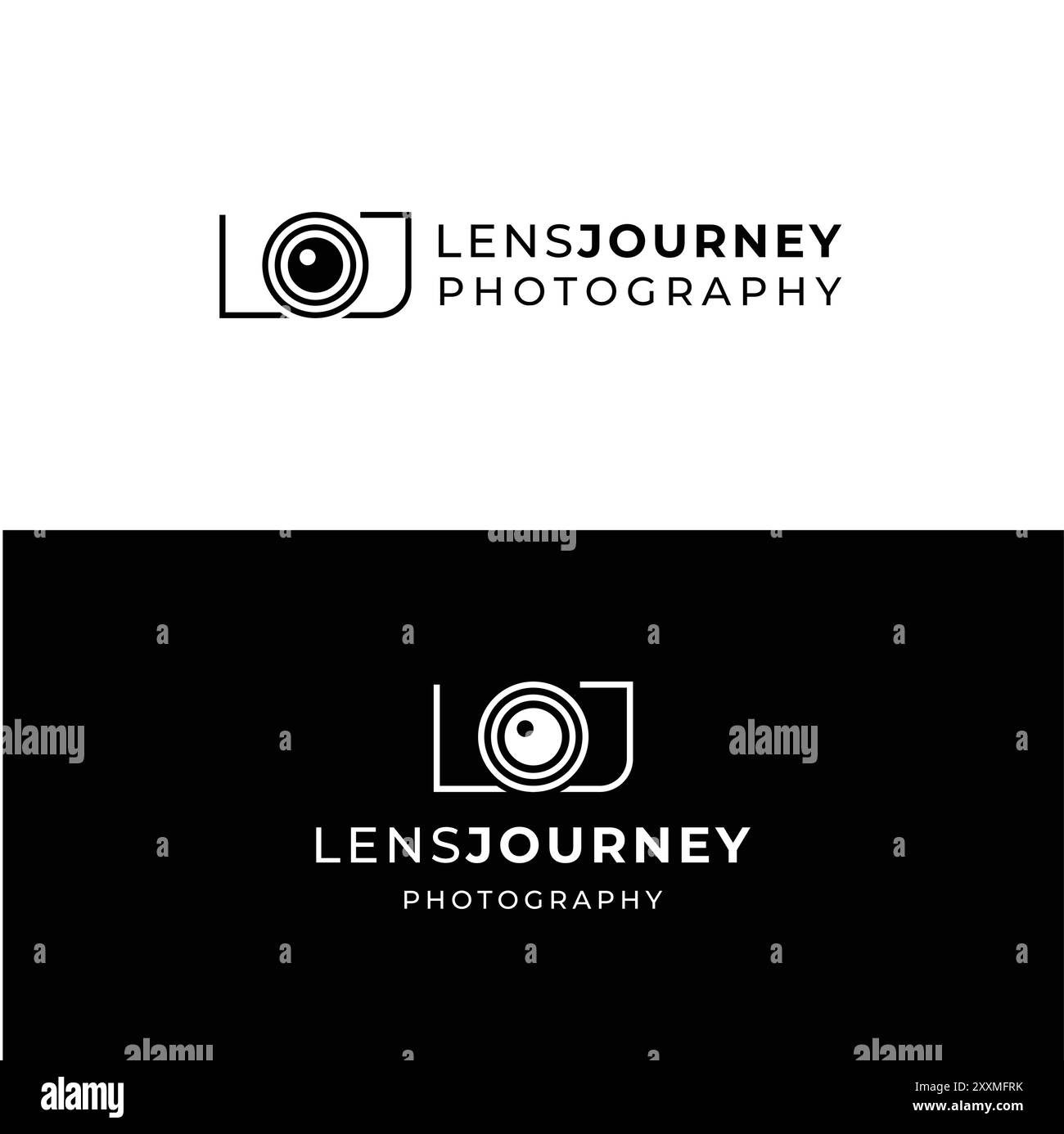 Lens Journey Photography Design con logo minimale Illustrazione Vettoriale