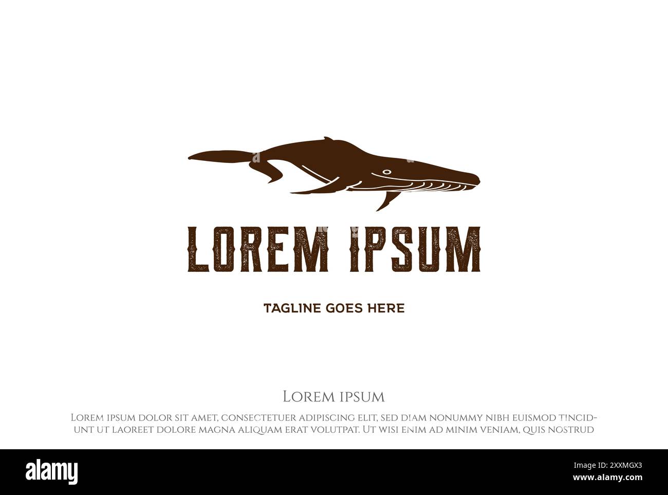 Graziosa megattera dal logo Design Vector Illustrazione Vettoriale