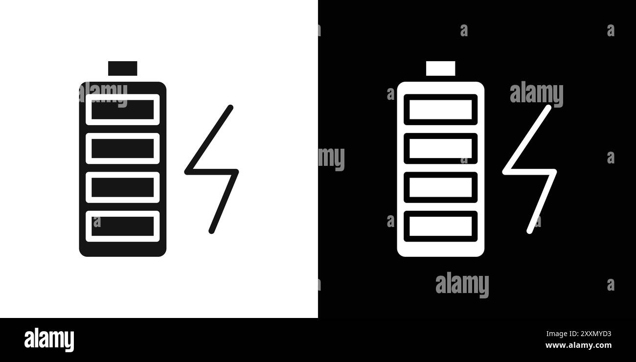 Icona della batteria in carica, logo vettoriale, set di pacchetti o pacchetto Illustrazione Vettoriale