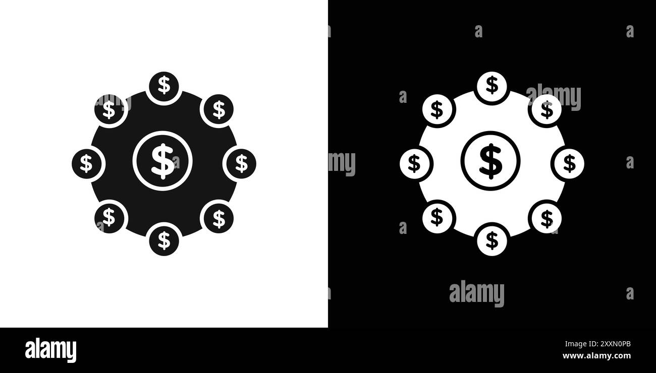 insieme di logo vettoriali con icone di fondi hedge o gruppo di pacchetti Illustrazione Vettoriale