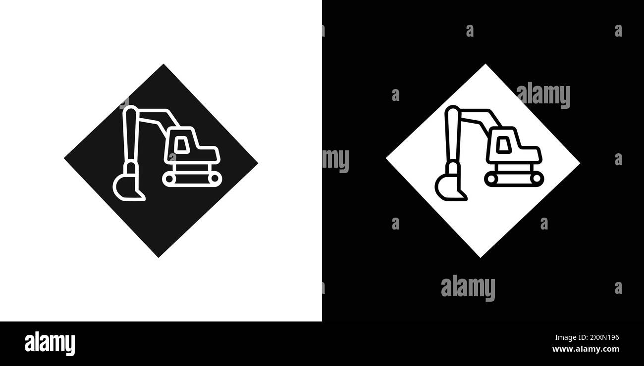 Set di logo vettoriale icona escavatore o gruppo pacchetto Illustrazione Vettoriale