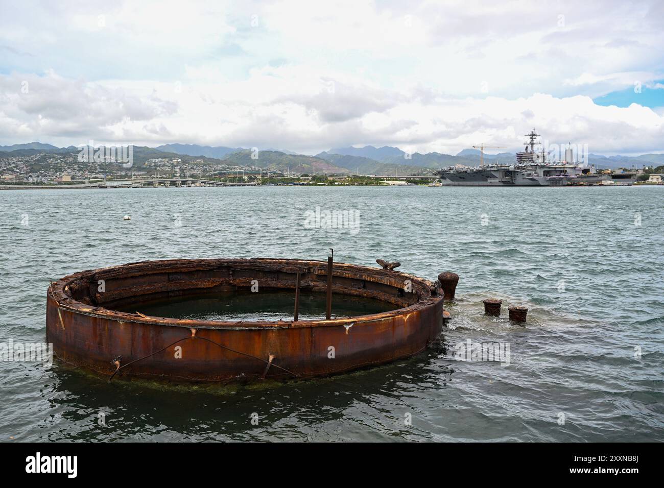 Honolulu, Stati Uniti. 31 luglio 2024. Il memoriale presso lo USS Arizona Memorial a Pearl Harbor sull'isola hawaiana di Oahu. Credito: Soeren Stache/dpa/Alamy Live News Foto Stock