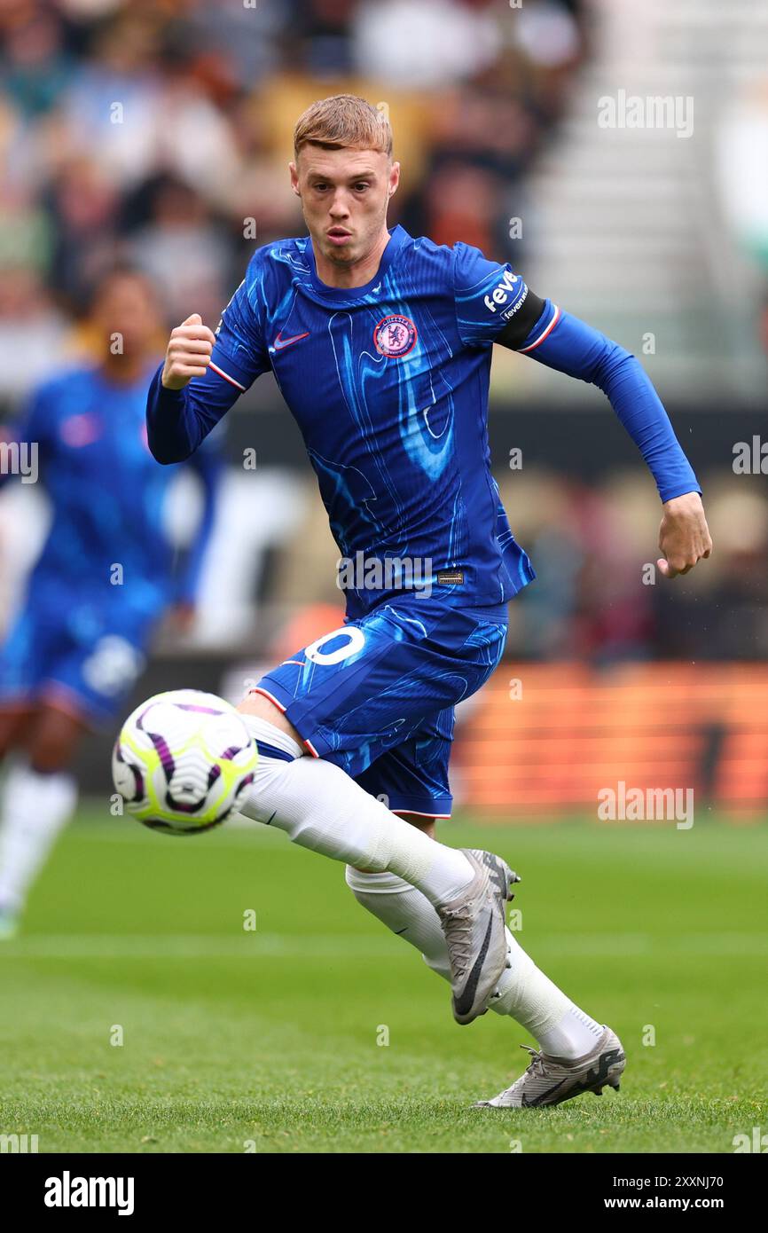 Wolverhampton, West Midlands, Regno Unito. 25 agosto 2024; Molineux Stadium, Wolverhampton, West Midlands, Inghilterra; Premier League Football, Wolverhampton Wanderers contro Chelsea; Cole Palmer del Chelsea Credit: Action Plus Sports Images/Alamy Live News Foto Stock