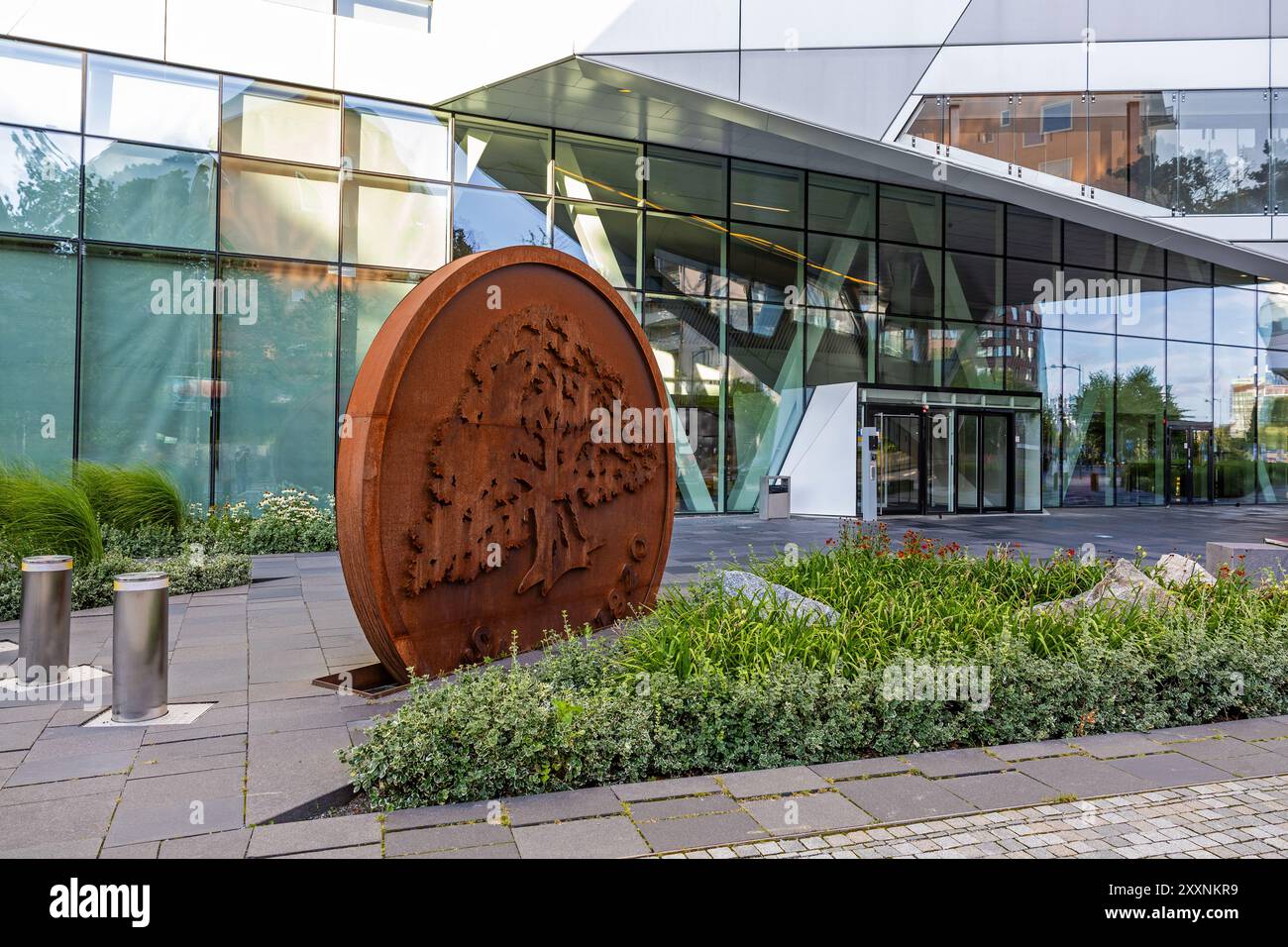 Segni e simboli, sede centrale della Swedbank, Landsvägen 40, Sundbyberg, Svezia. Foto Stock