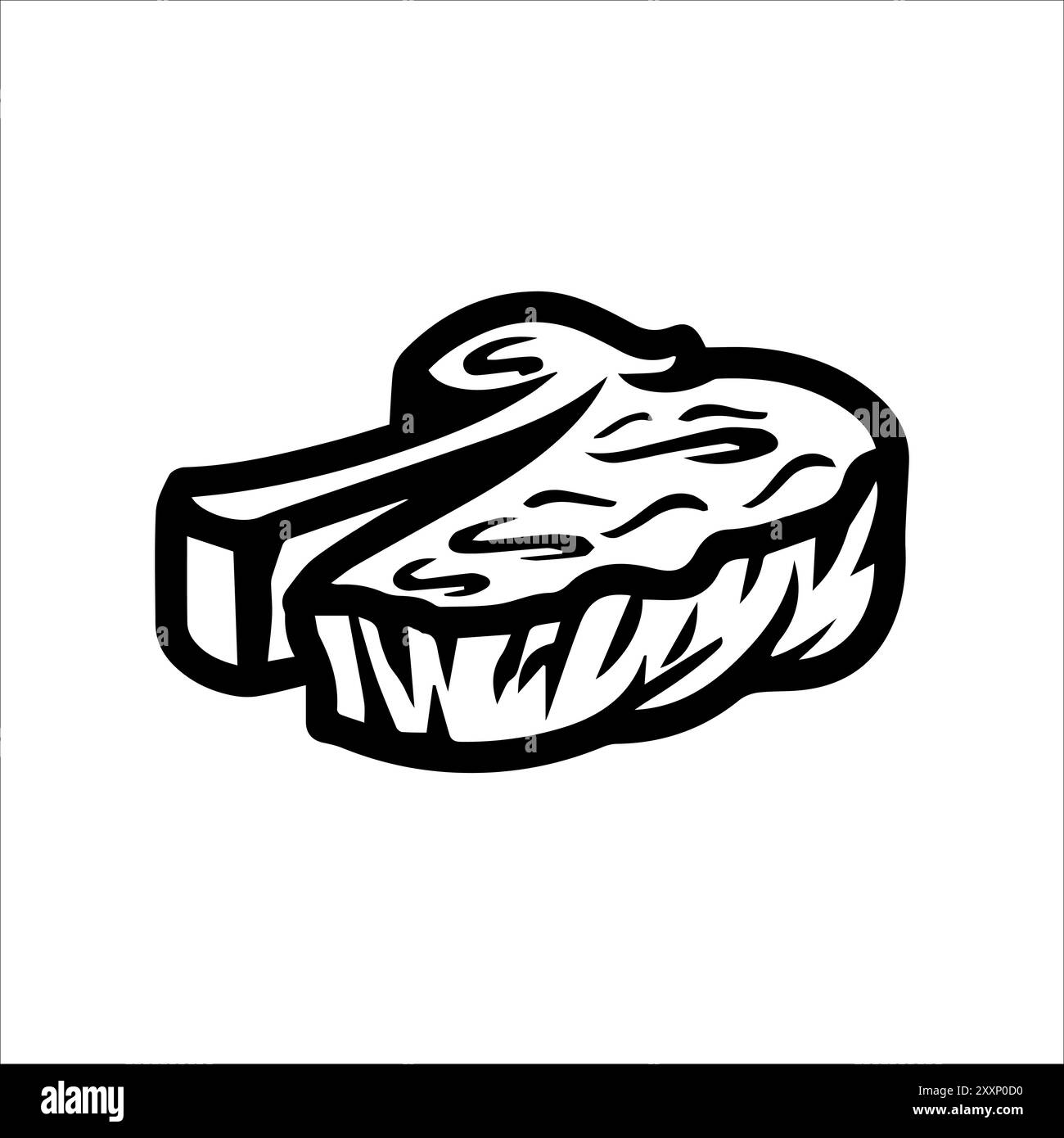 icona bistecca o simbolo di linea moderna. Grafica a linee vettoriali e design a icone con un contorno audace. Bianco e nero simbolo minimalista Pixel Perfect bianco isolato Illustrazione Vettoriale