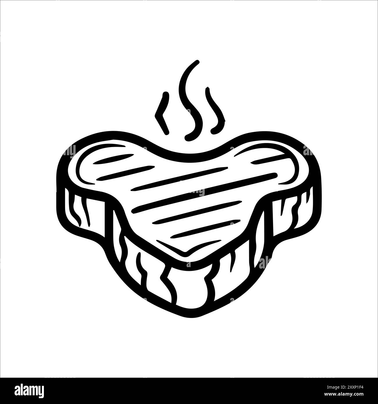 icona bistecca o simbolo di linea moderna. Grafica a linee vettoriali e design a icone con un contorno audace. Bianco e nero simbolo minimalista Pixel Perfect bianco isolato Illustrazione Vettoriale