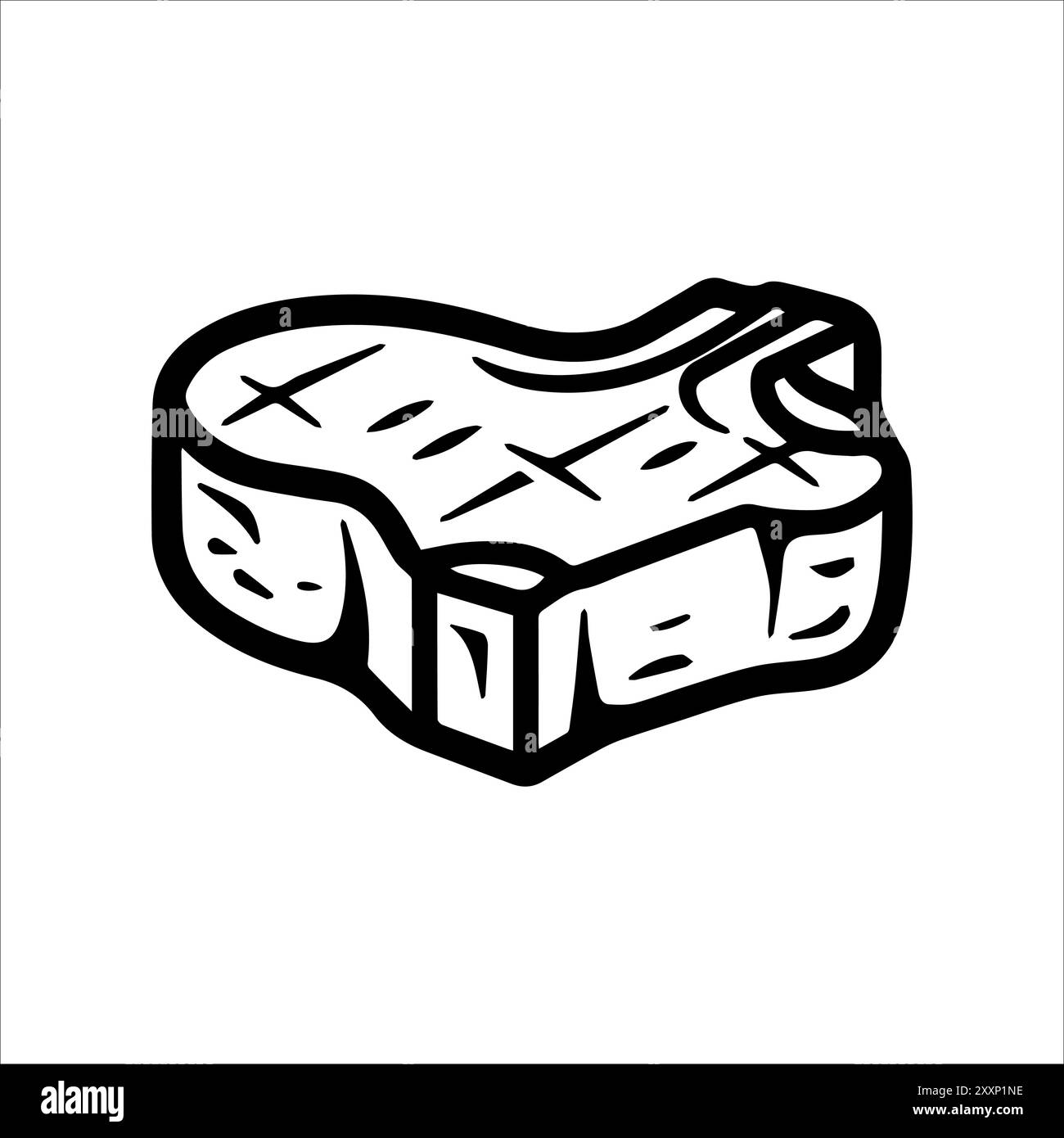 icona bistecca o simbolo di linea moderna. Grafica a linee vettoriali e design a icone con un contorno audace. Bianco e nero simbolo minimalista Pixel Perfect bianco isolato Illustrazione Vettoriale