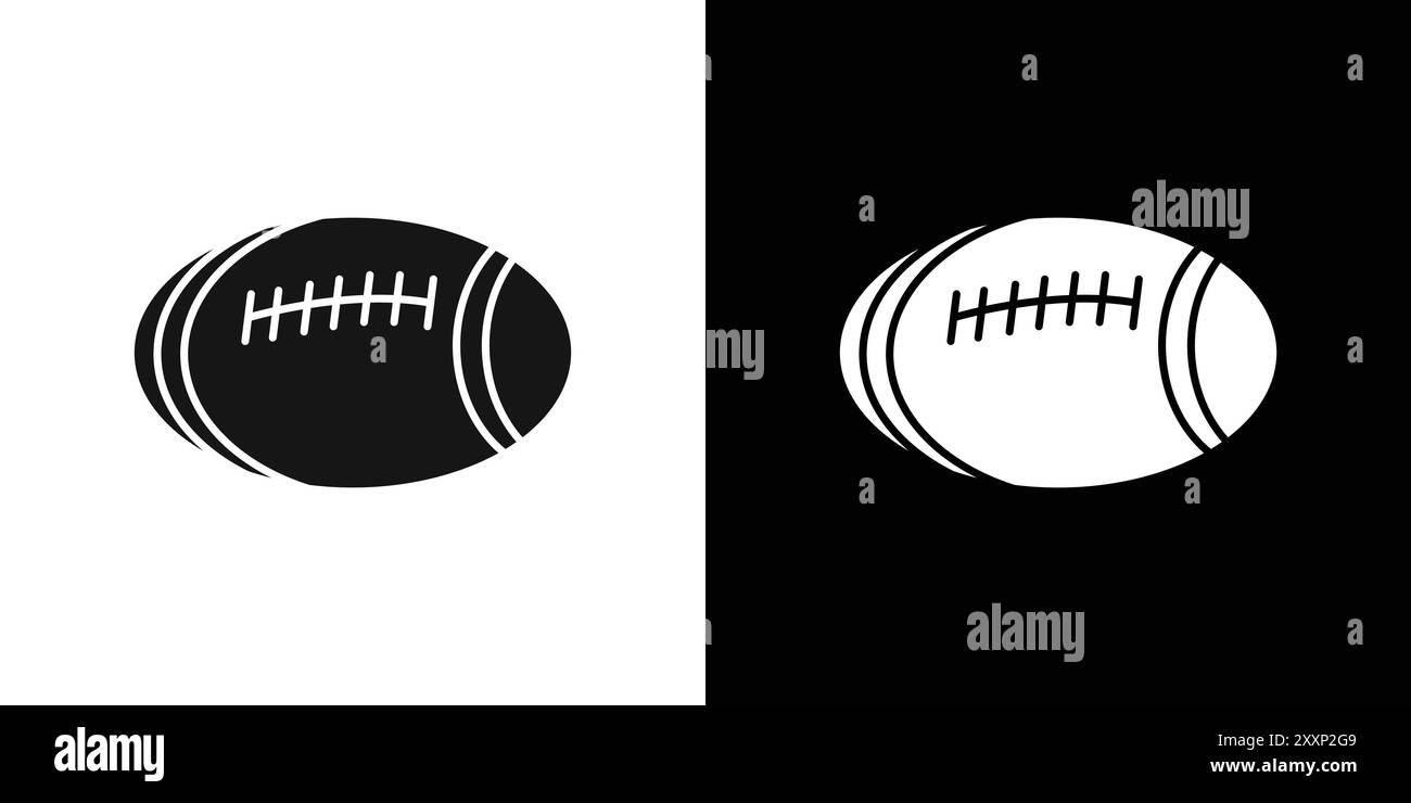 Icona della palla da rugby americana vettore grafico linea nera con contorno bianco e nero segno della collezione Illustrazione Vettoriale