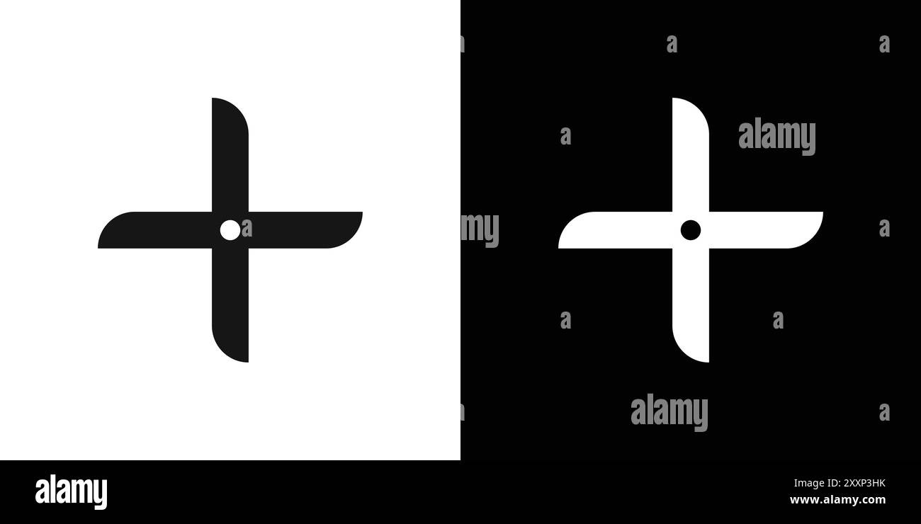 Icona ninja giapponese shuriken Black line art vettoriale con contorno bianco e nero Illustrazione Vettoriale