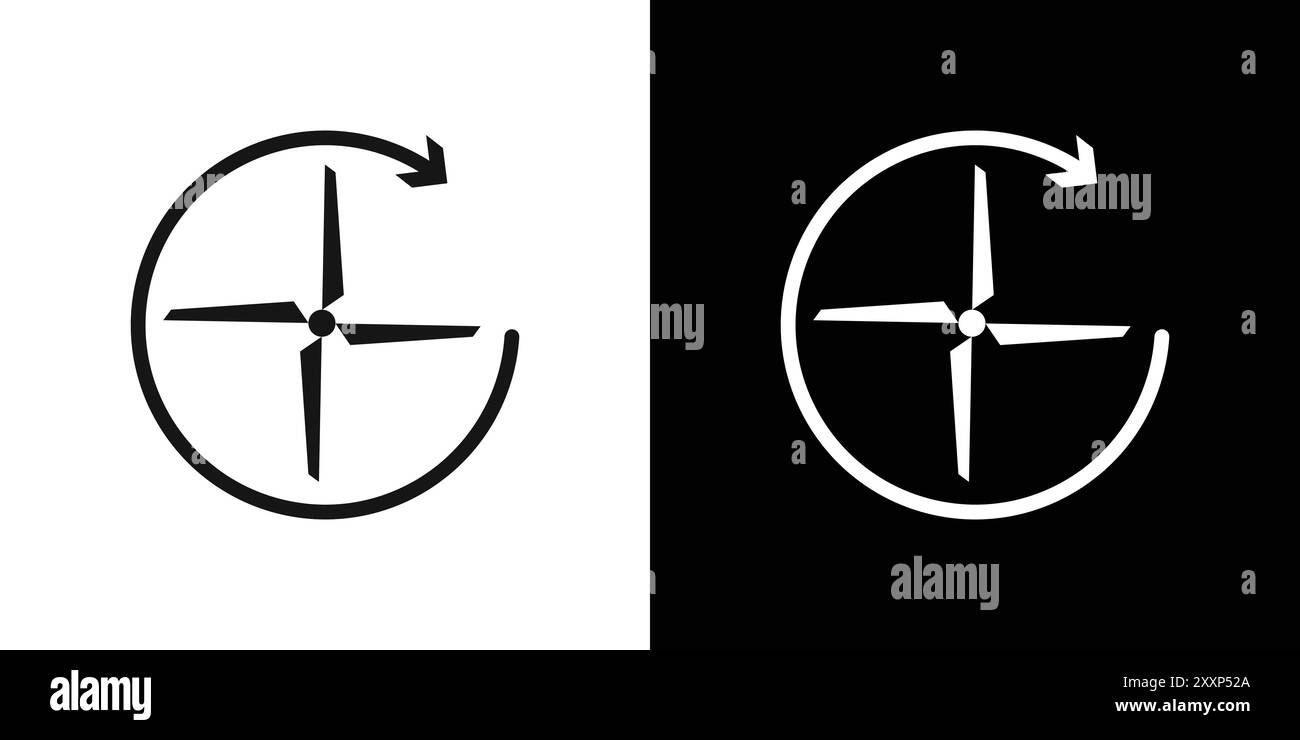Icona di ventilazione Vector art linea nera in bianco e nero segno di raccolta set contorno Illustrazione Vettoriale