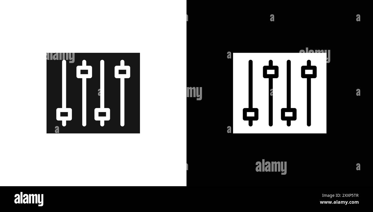 Icona del mixer sonoro Vector grafico linea nera in bianco e nero segno di raccolta del set di contorni Illustrazione Vettoriale