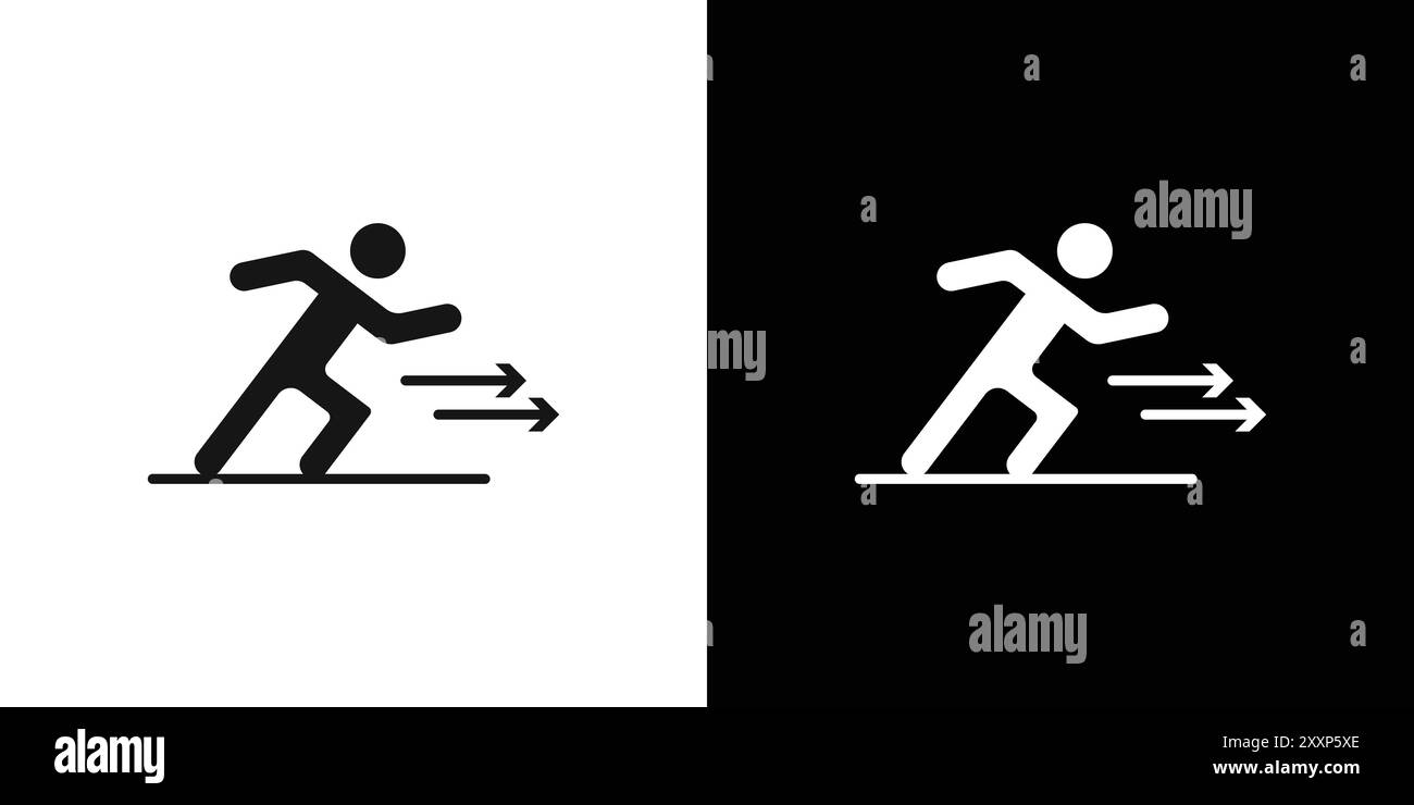 Icona Sprint grafica a linee nere in bianco e nero, insegna di raccolta del set di contorni Illustrazione Vettoriale