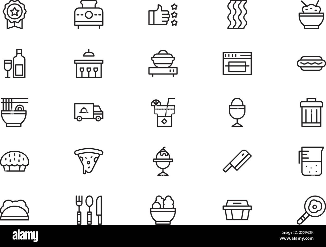 La raccolta Restaurant icons (icone ristorante) è un'illustrazione vettoriale con traccia modificabile. Illustrazione Vettoriale