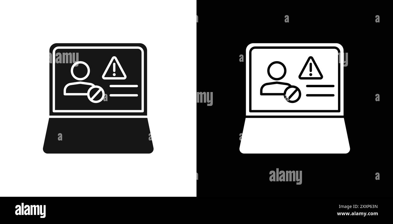 Icona di accesso non autorizzato vettore grafico linea nera in bianco e nero segno di raccolta set contorno Illustrazione Vettoriale