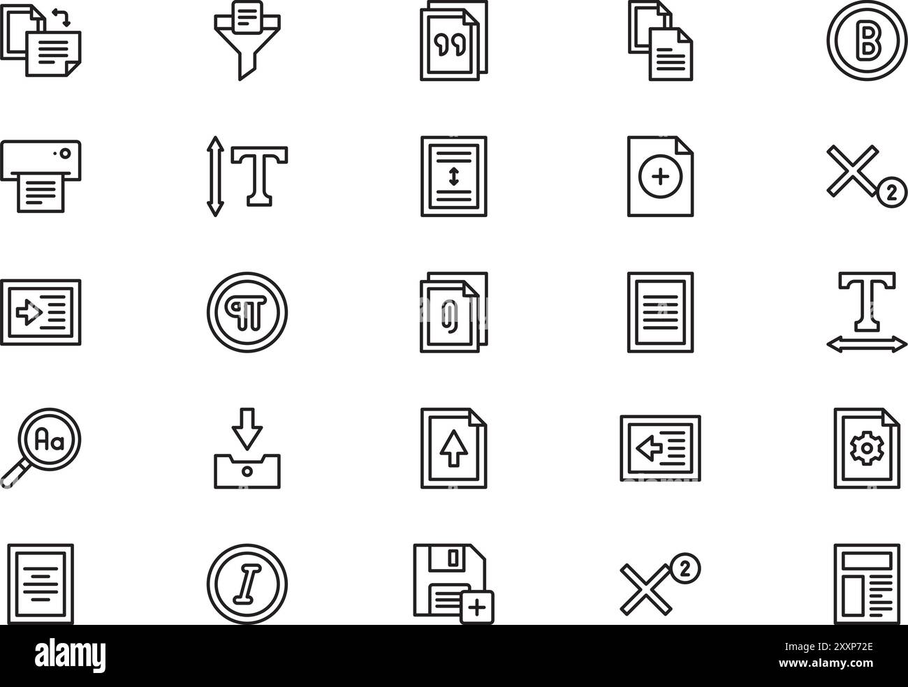 La raccolta icone dell'editor di testo è un'illustrazione vettoriale con traccia modificabile. Illustrazione Vettoriale