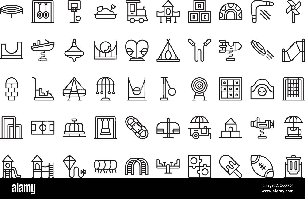 La collezione Playground icons è un'illustrazione vettoriale con traccia modificabile. Illustrazione Vettoriale