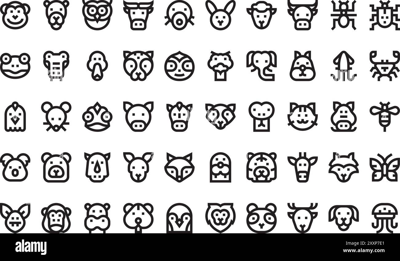 La raccolta Animals icons (icone animali) è un'illustrazione vettoriale con traccia modificabile. Illustrazione Vettoriale