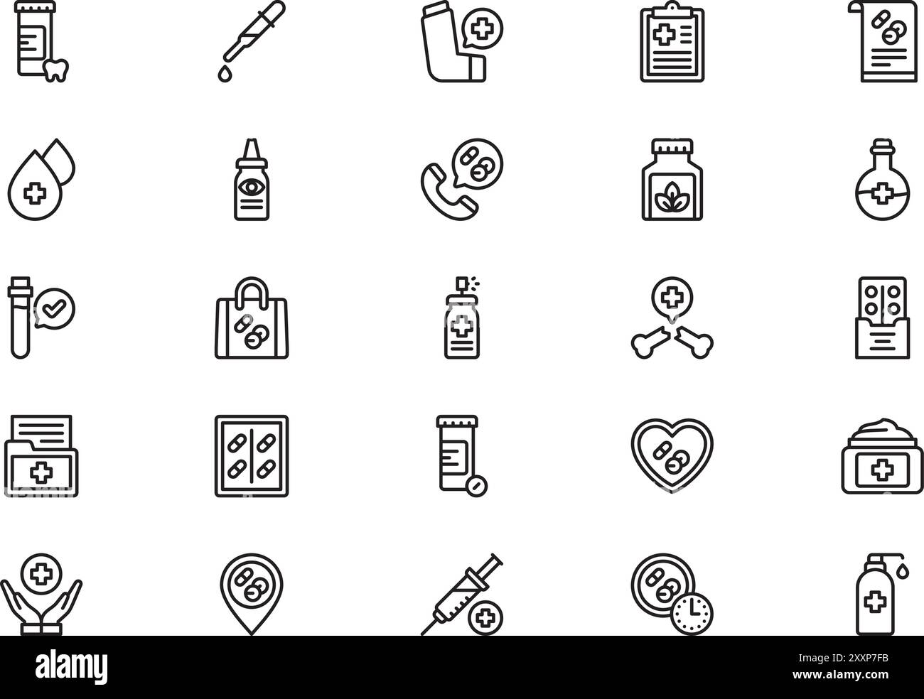 La raccolta delle icone di medicina è un'illustrazione vettoriale con tratto modificabile. Illustrazione Vettoriale