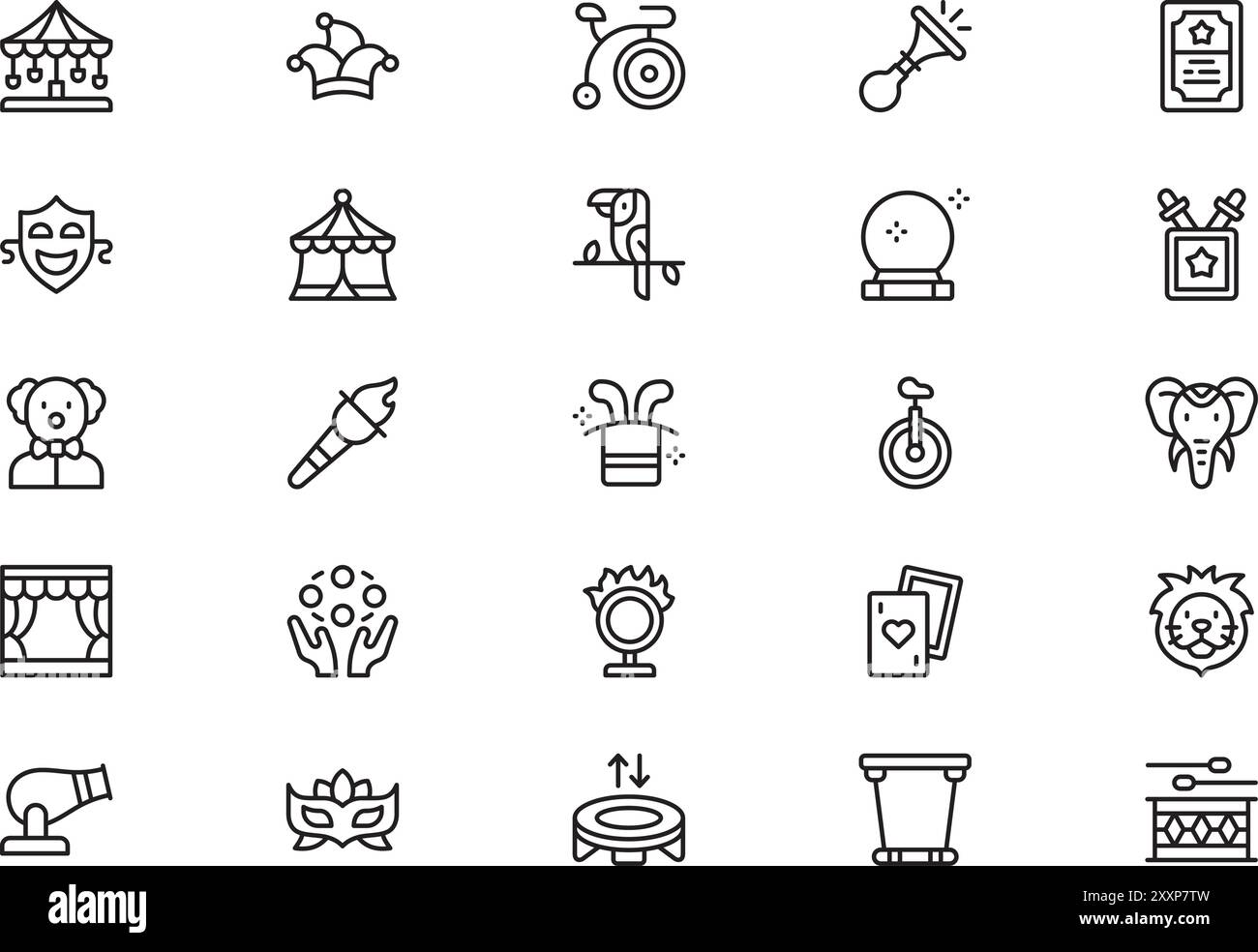 La raccolta Circus icons è un'illustrazione vettoriale con traccia modificabile. Illustrazione Vettoriale
