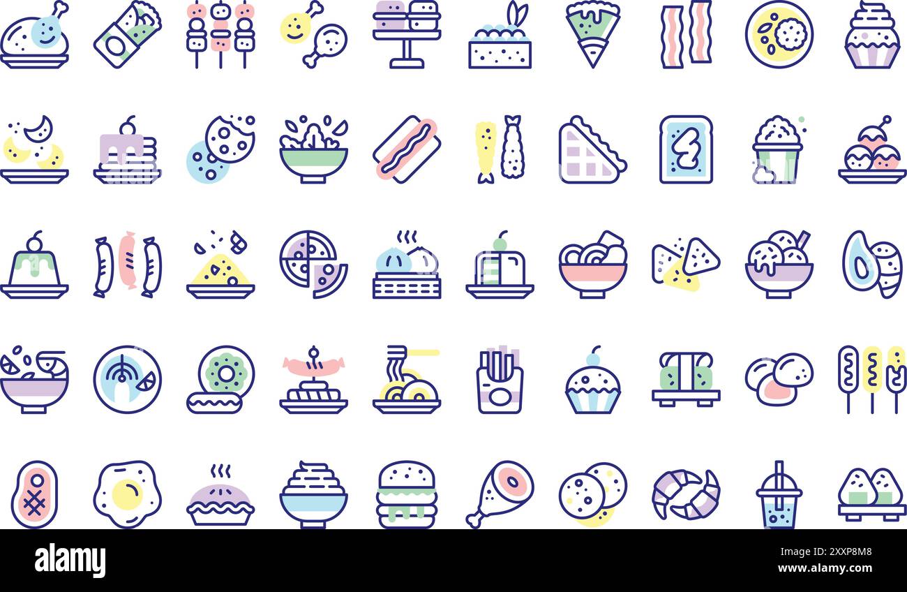 La raccolta International food icons è un'illustrazione vettoriale con traccia modificabile. Illustrazione Vettoriale