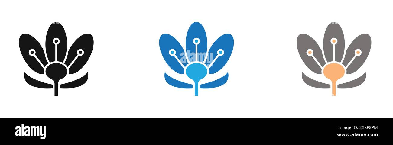 Crocus Icon delinea la collezione o set in bianco e nero Illustrazione Vettoriale