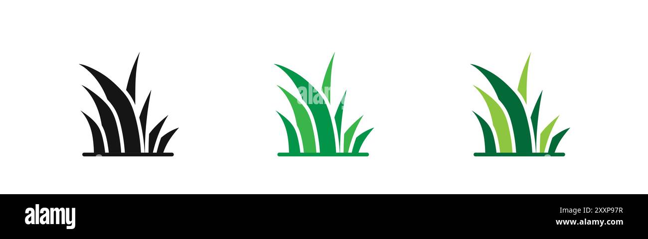 L'icona Grass delinea la collezione o è impostata in bianco e nero Illustrazione Vettoriale