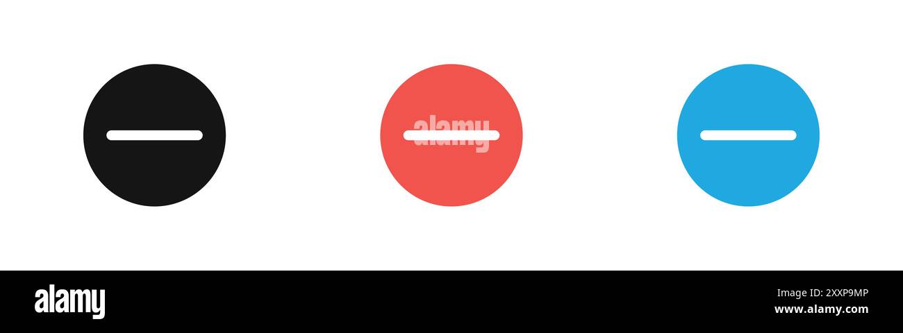 l'icona del segno negativo delinea la raccolta o è impostata in bianco e nero Illustrazione Vettoriale