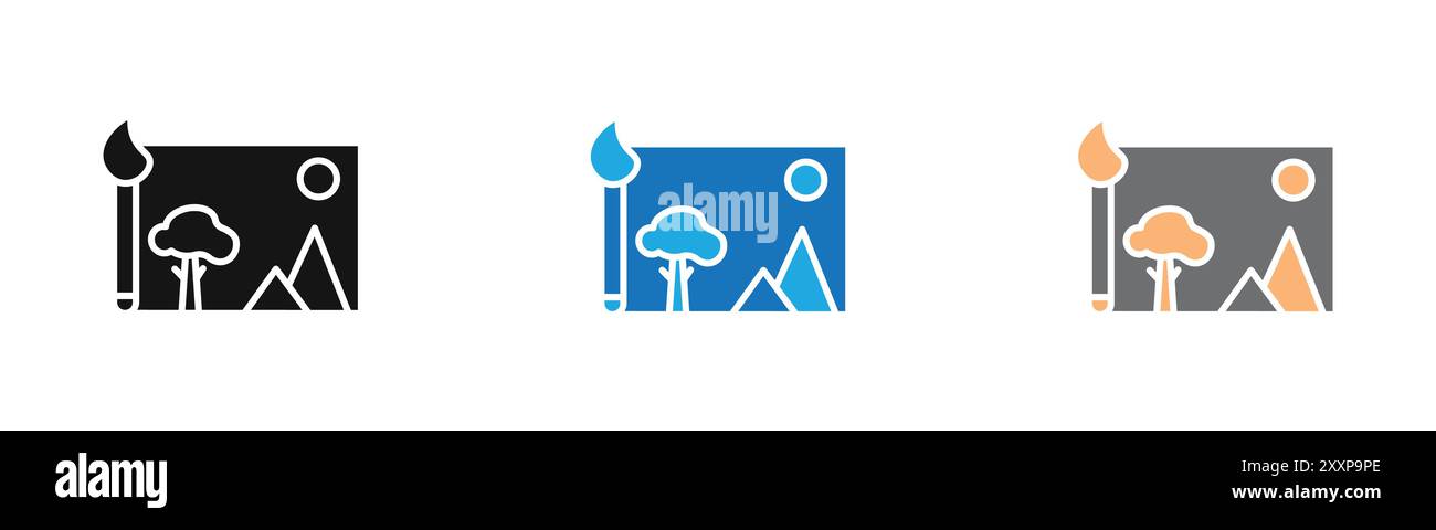 Modifica la raccolta di profili dell'icona immagine o imposta in bianco e nero Illustrazione Vettoriale