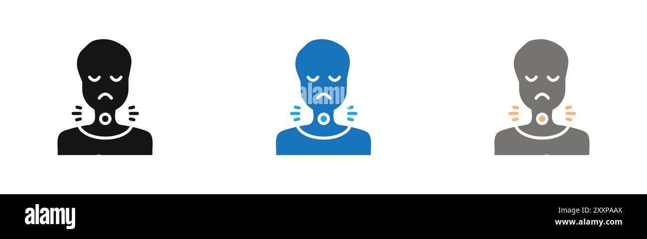 L'icona del mal di gola delinea la raccolta o è in bianco e nero Illustrazione Vettoriale