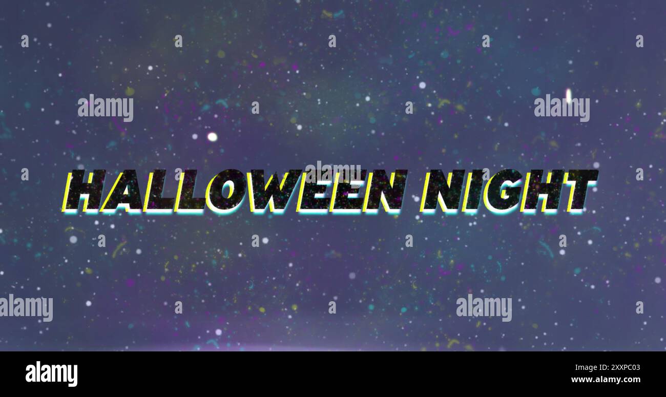 Immagine dell'effetto vhs sul banner di testo della notte di halloween su sfondo blu Foto Stock