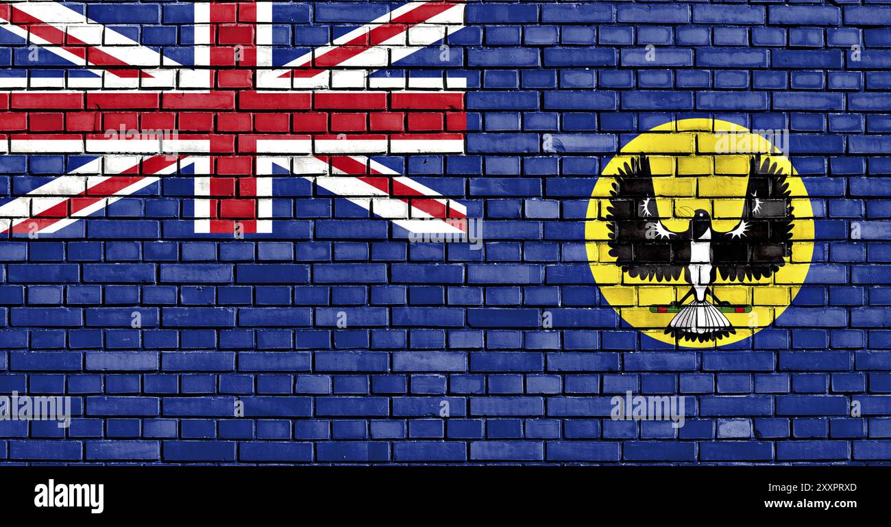Bandiera dell'Australia meridionale dipinta su pareti in mattoni Foto Stock