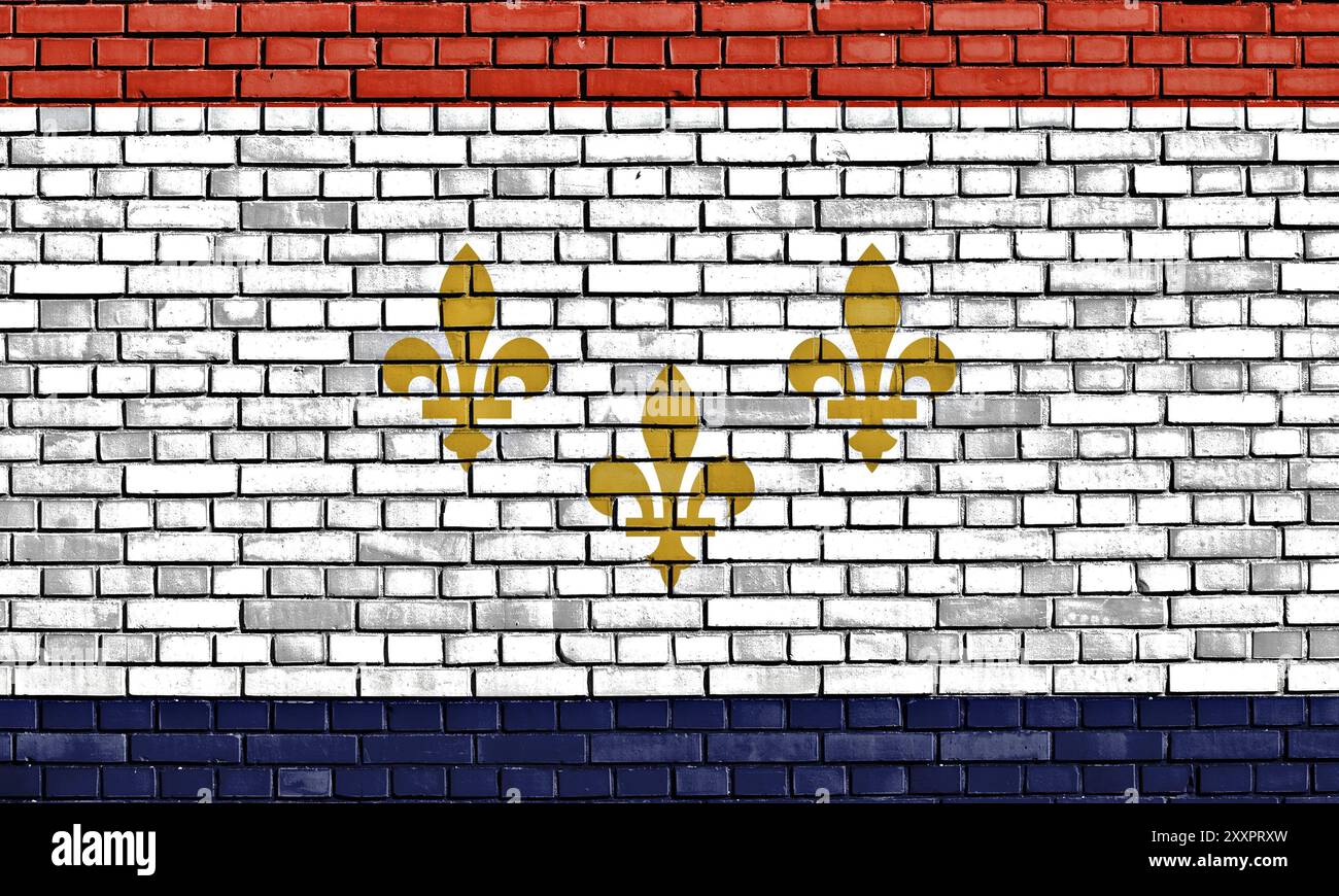 Bandiera di New Orleans dipinta su un muro di mattoni Foto Stock