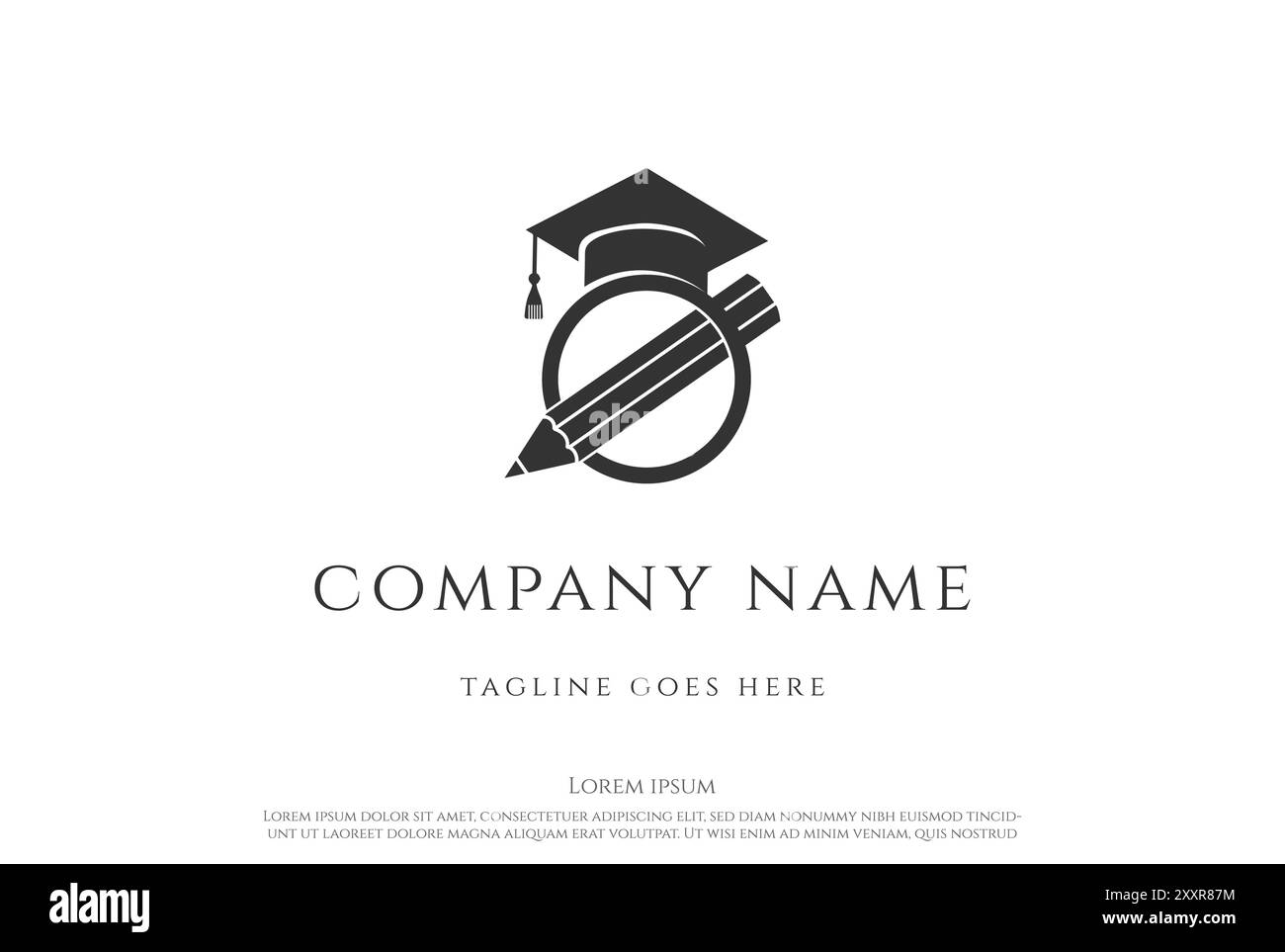 Cappello di laurea semplice e minimalista per Education School University Logo Design Vector Illustrazione Vettoriale