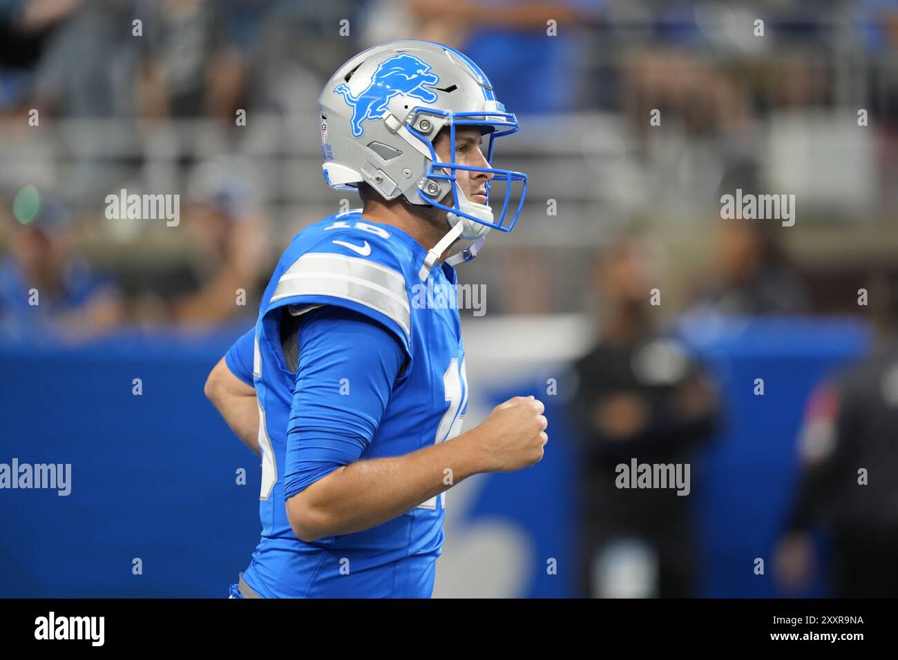 Pittsburgh, Pennsylvania, Stati Uniti. 24 agosto 2024. 24 agosto 2024: Jared Goff #16 durante i Pittsburgh Steelers vs Detroit Lions al Ford Field di Detroit mi. Brook Ward/AMG (Credit Image: © AMG/AMG via ZUMA Press Wire) SOLO USO EDITORIALE! Non per USO commerciale! Foto Stock