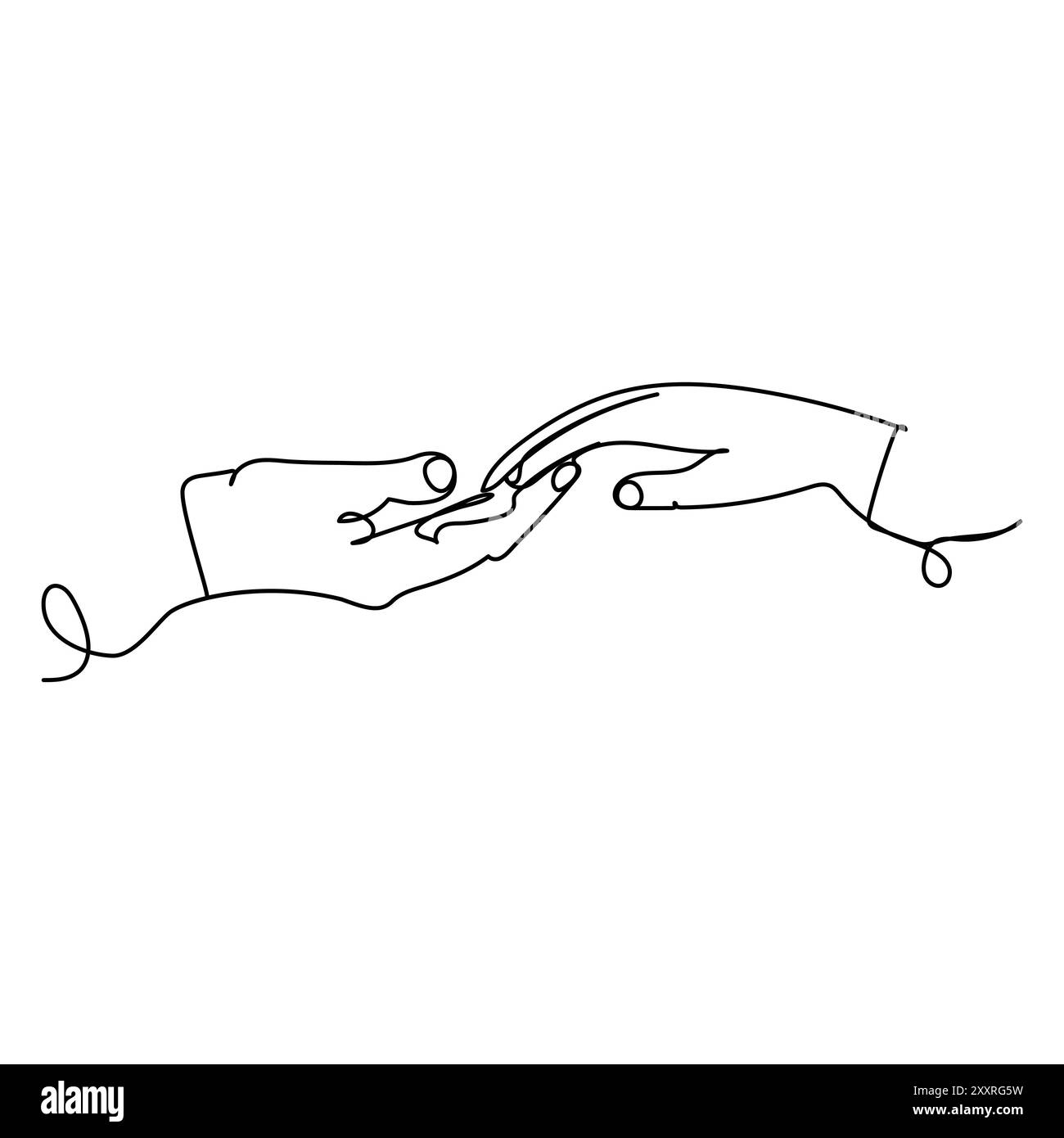 Arte in linea continua della coppia che si tiene per mano Illustrazione Vettoriale