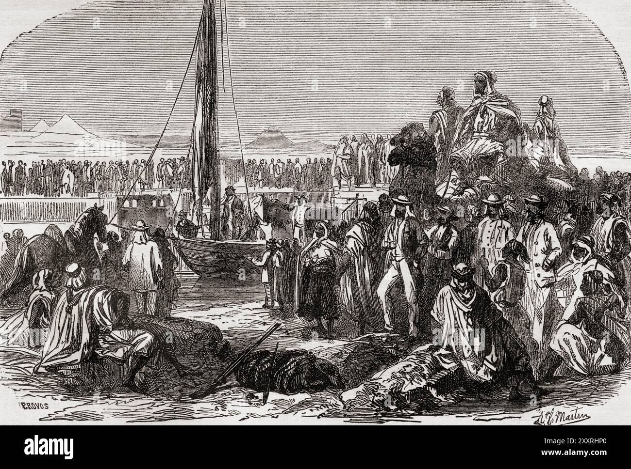 L'apertura del canale di Suez, 17 novembre 1869. Da Cassell's Illustrated History of England, pubblicato intorno al 1880. Foto Stock