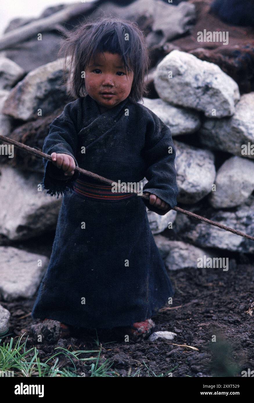 Ritratto di un bambino Mustang, Chha, Nepal. Foto Stock